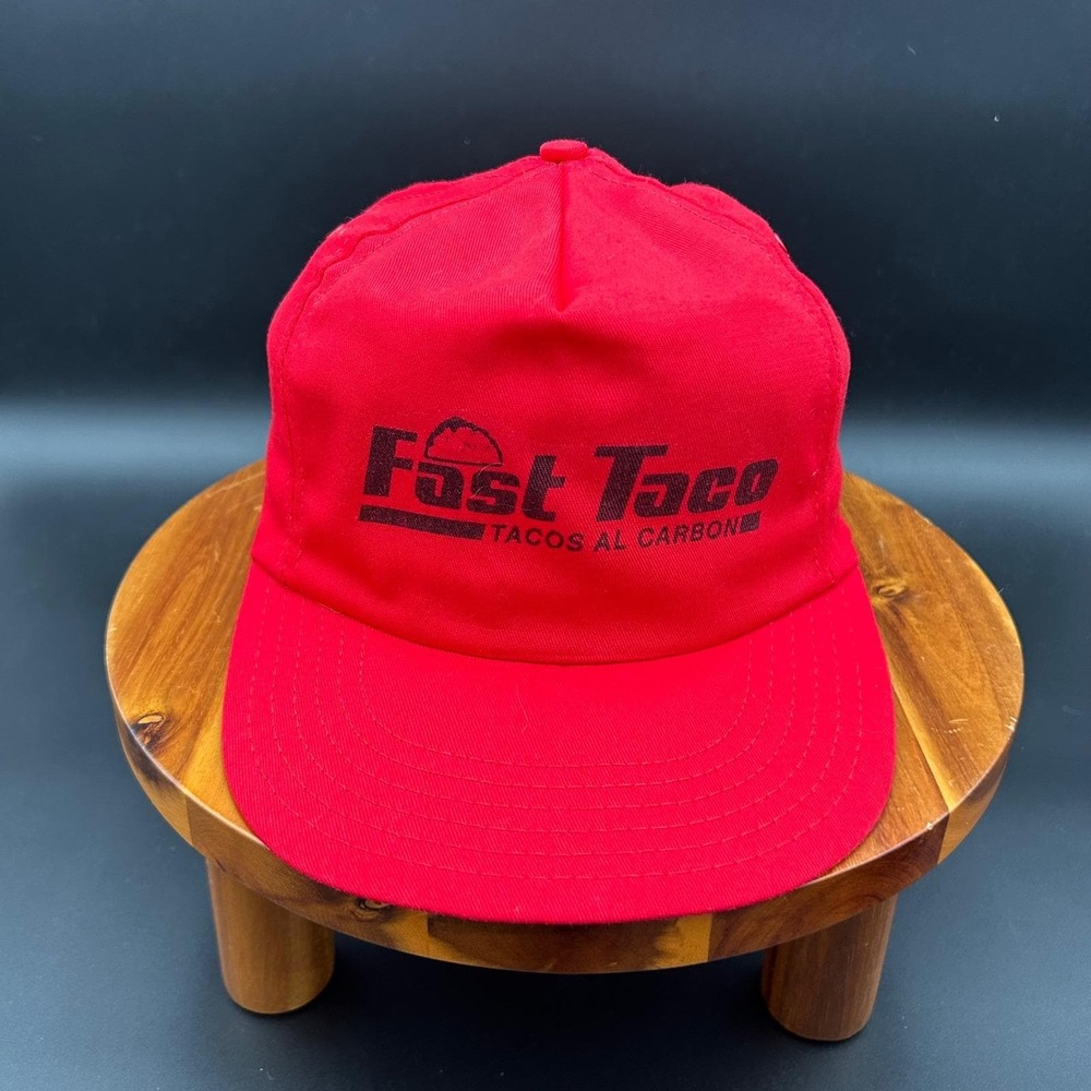 Fast Taco Snapback Hat Mens OS Red Excellent Vintage Trucker Cap USA Made